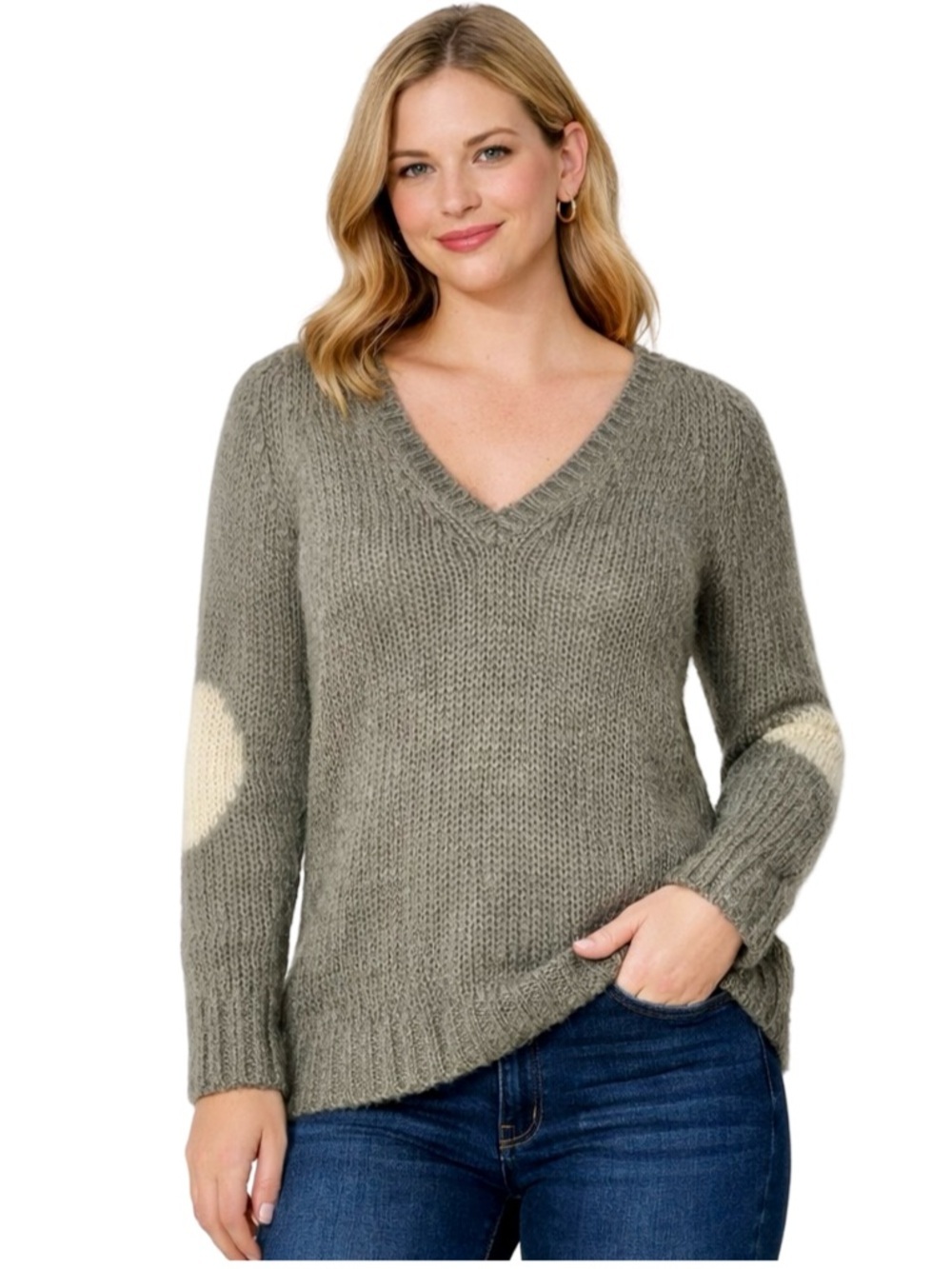 Wooden Ships V-Neck Mohair Wool Blend Knit Sweater Size S/M